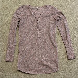 Free People Pink and Gray Textured Top